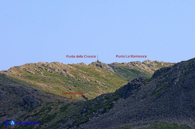 Punta della Croce e Punta La Marmora viste dalle pendici di Punta Paulinu